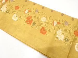 長谷川織物製　引箔　正倉院華鳥文織り出し　名古屋帯